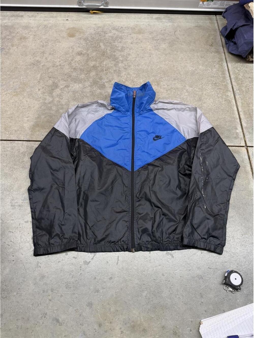 vintage nike black blue and grey windbreaker track jacket size medium